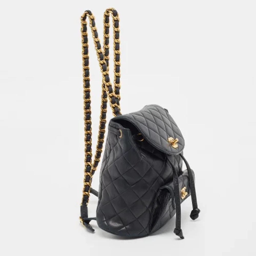 Chanel Vintage Pre-owned Leather backpacks Black Dames