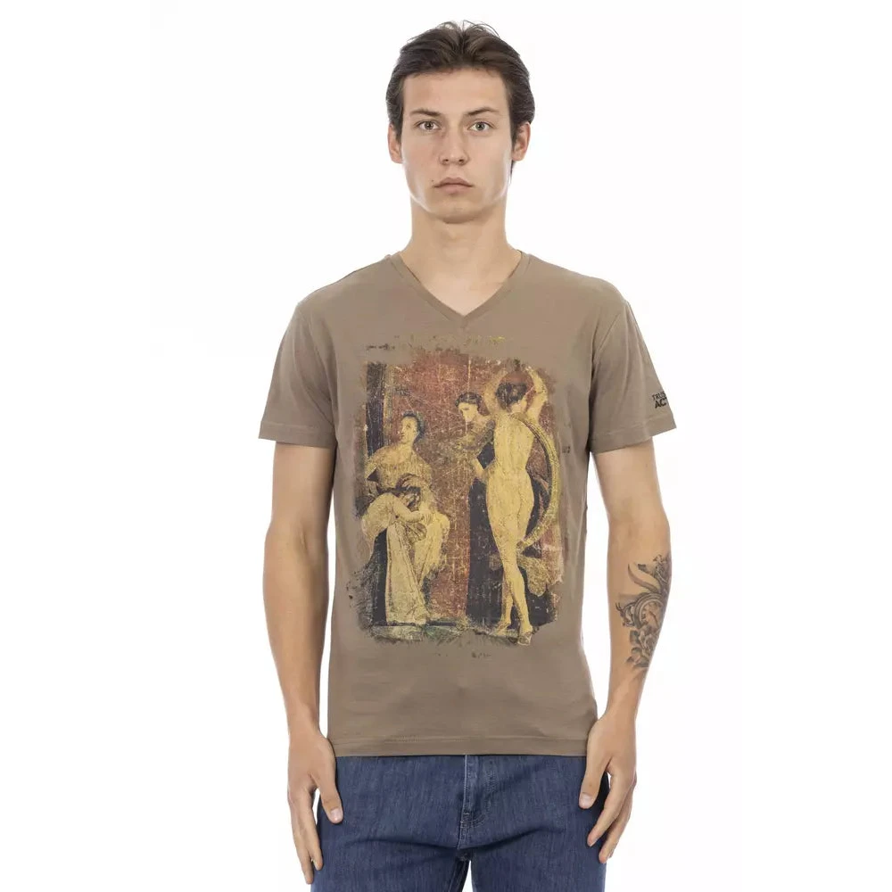 Trussardi Mannelijk Bruin Tops Heren, 3XL, Katoen, Action V-Hals T-Shirt