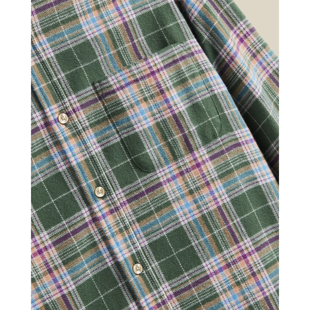 Portuguese Flannel Zachte Katoenen Geruite Overhemd Green Heren