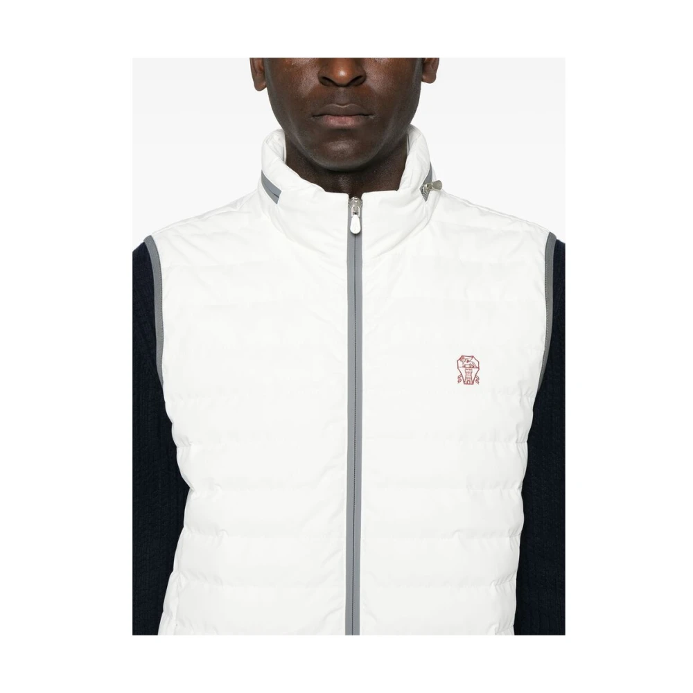 BRUNELLO CUCINELLI Mouwloos Met Capuchon Rits Buitenkleding Vest White Heren