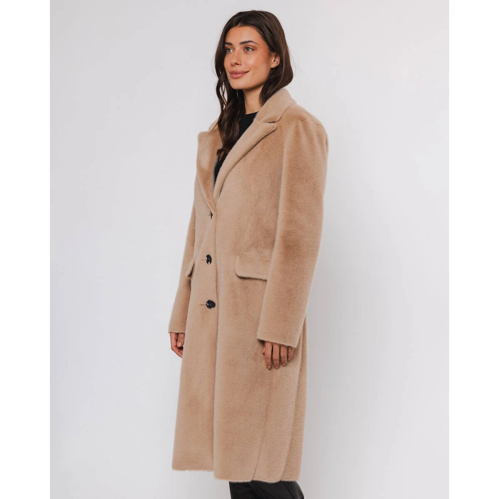 Rino&Pelle Lange Single Breasted Jas Beige Dames