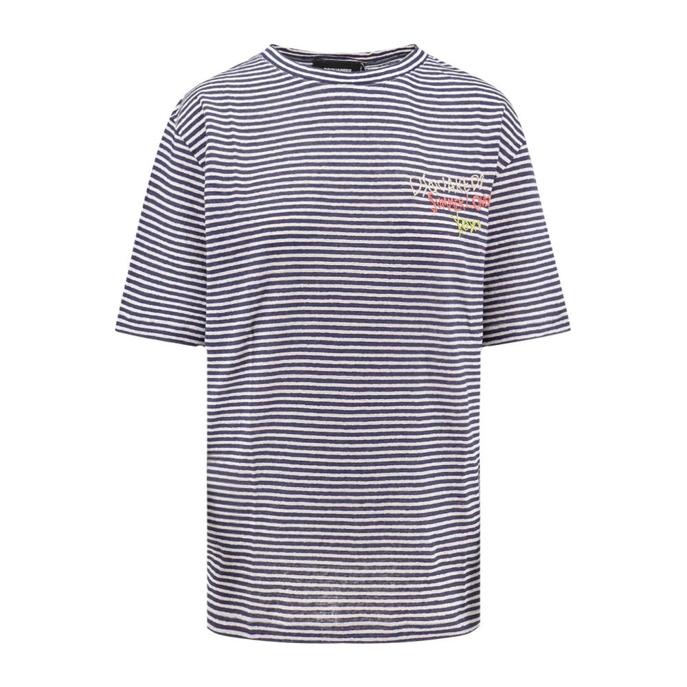 Dsquared2 Women's Multicolor T-Shirts,, White T-Shirts And Polos With Logo Embroidery Small