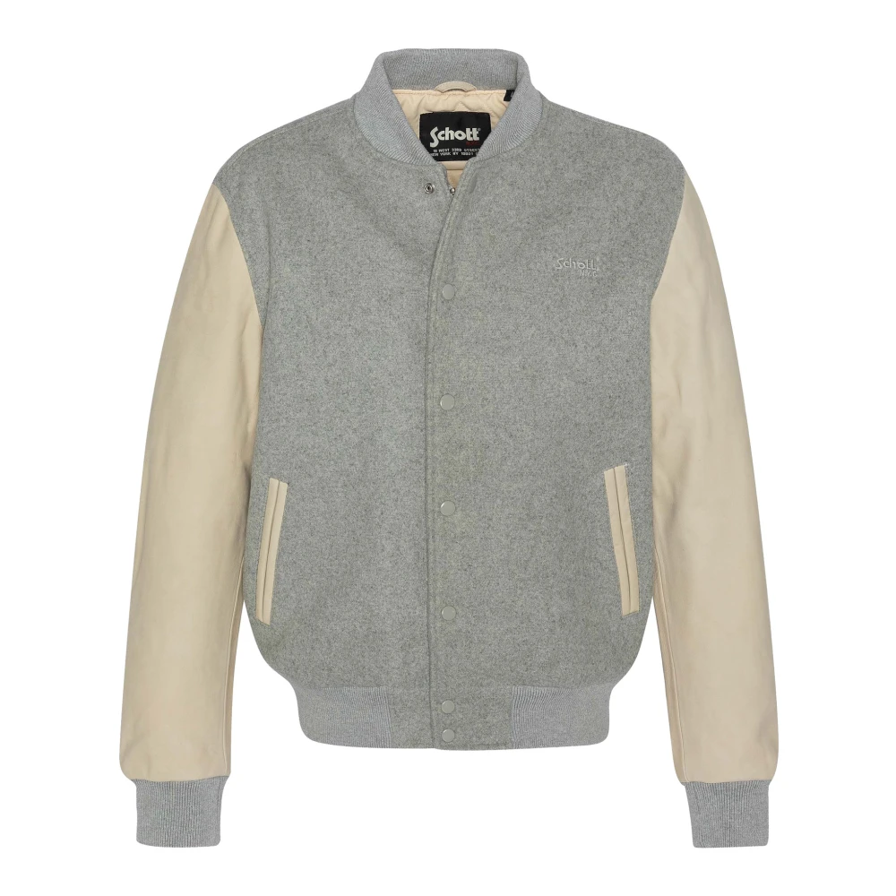 Schott NYC Sportieve Collegejas voor Mannen Gray Heren