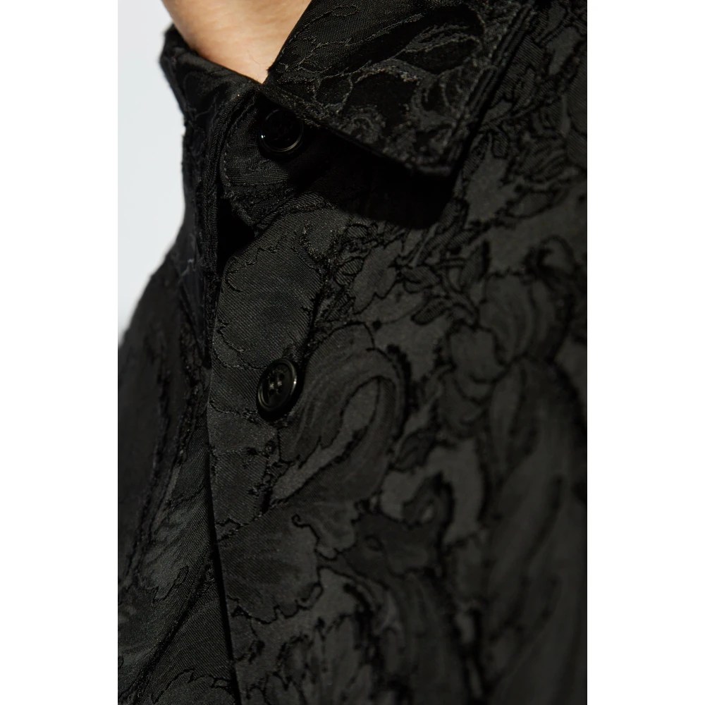 Versace Shirt met 'barocco' motief Black Heren