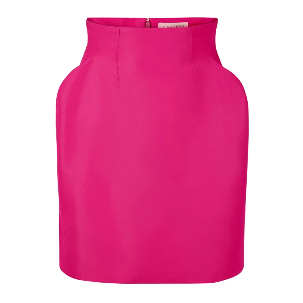 Nina Ricci Rosa Taffeta High-Waisted Mini Kjol Pink, Dam