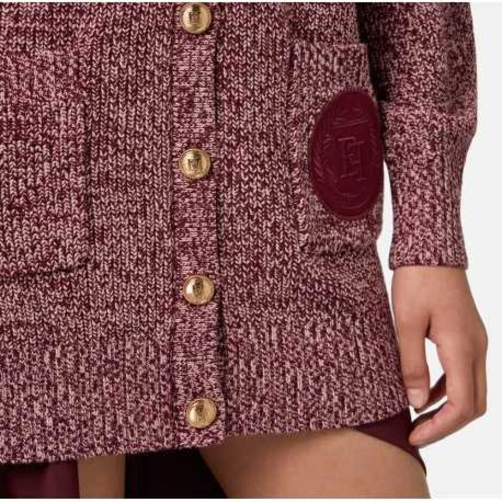 Elisabetta Franchi Bordeaux Cream Gemêleerde Cardigan Mk85S C08 Brown Dames