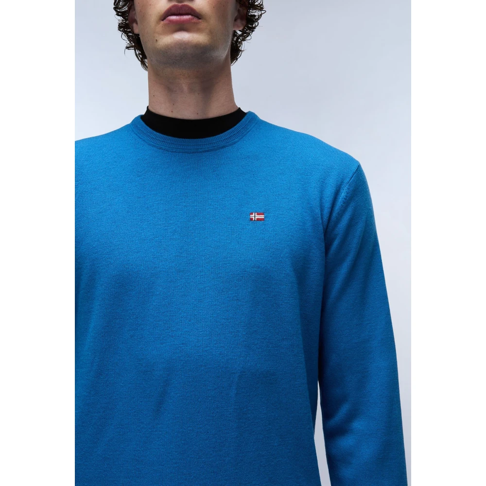 Napapijri Geborduurde Detail Katoenen Trui Blue Heren
