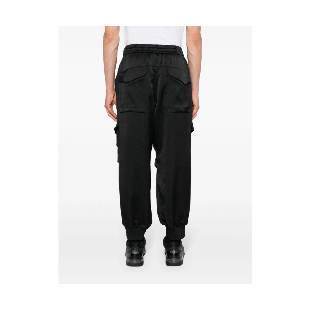 Y-3 Zwarte Satijnen Wijde Cargo Broek Black Dames