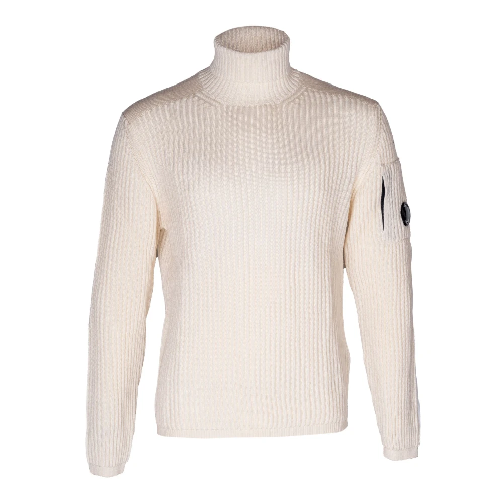 C.P. Company Heren hoge hals geribbelde wollen trui Beige Heren