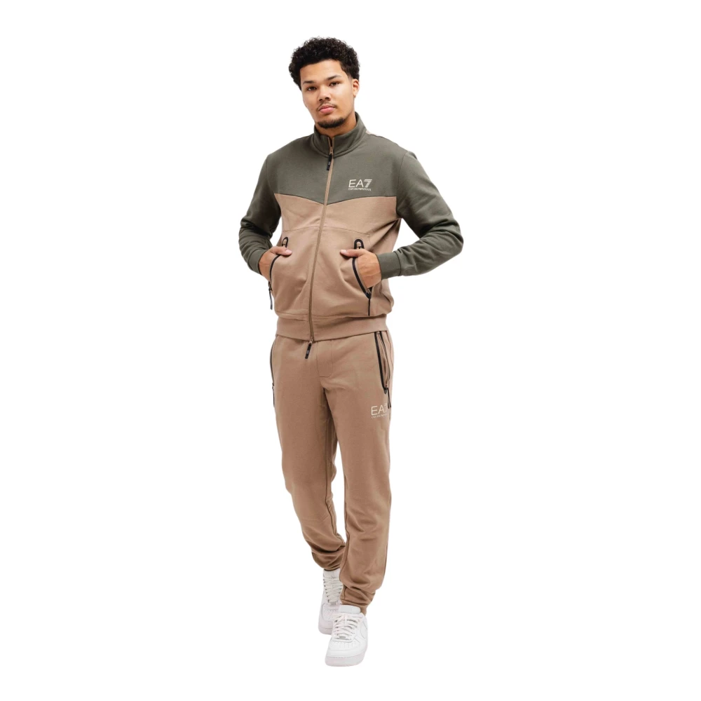 Emporio Armani Fleece Trainingspak Groen Bruin Heren Brown Heren