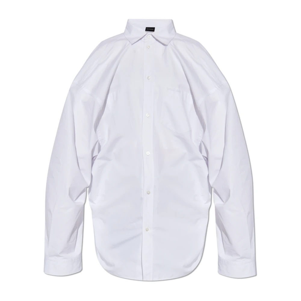 Balenciaga Oversized shirt met zak White Dames