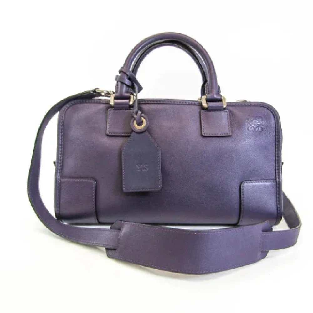 Loewe Pre-owned Leather handbags Purple Dames