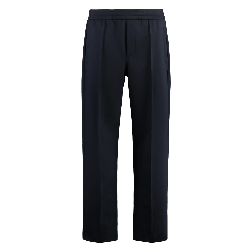 Emporio Armani Men's Blue Blend Wool Trousers With Pockets