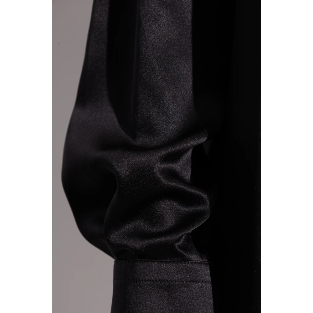 Dolce & Gabbana Zijden top met opstaande kraag Black Dames
