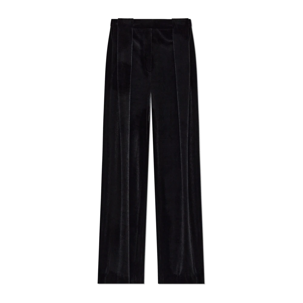 Balmain Fluwelen broek met voorplooien Black Dames