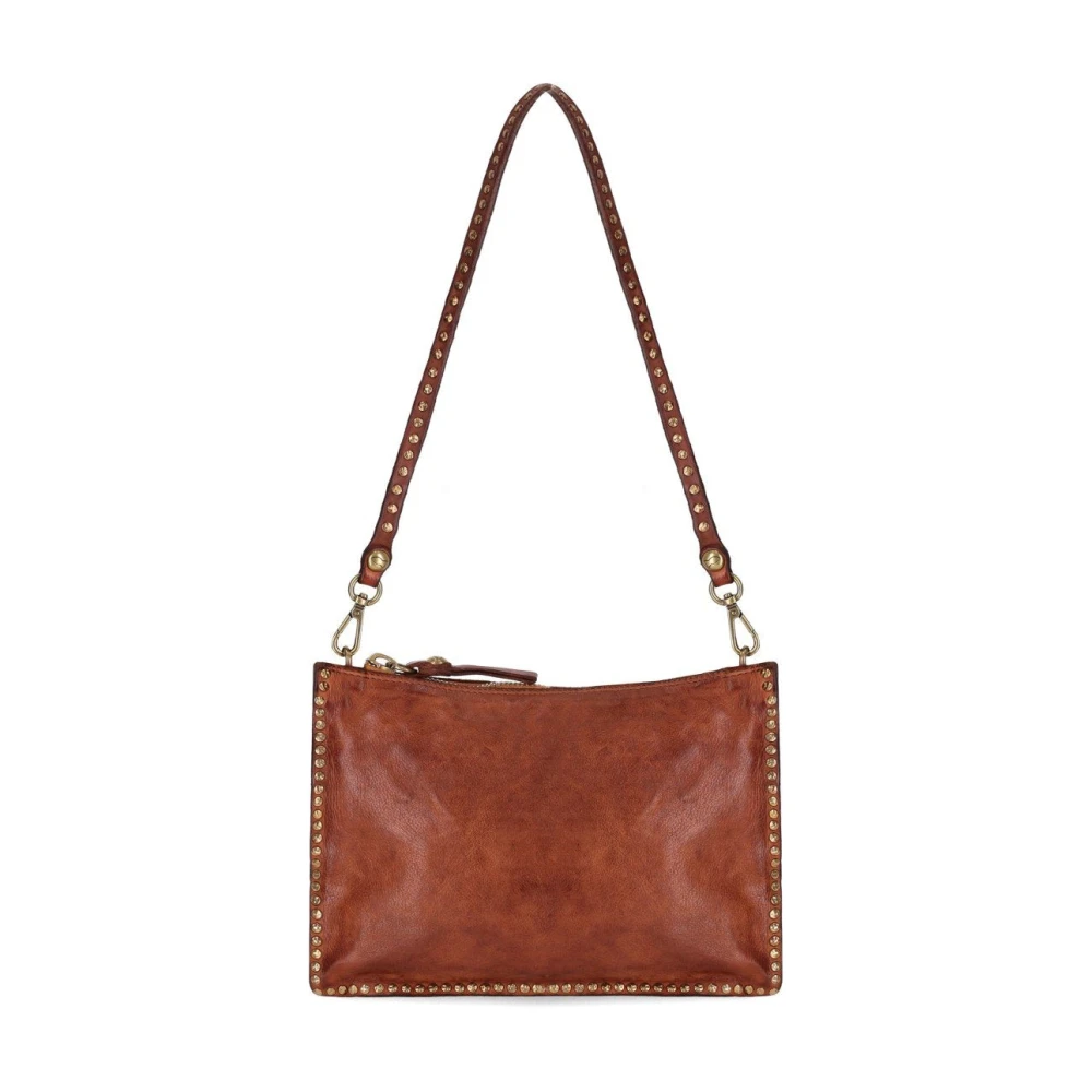 Campomaggi Women's Brown Studded Cognac Leather Crossbody Bag