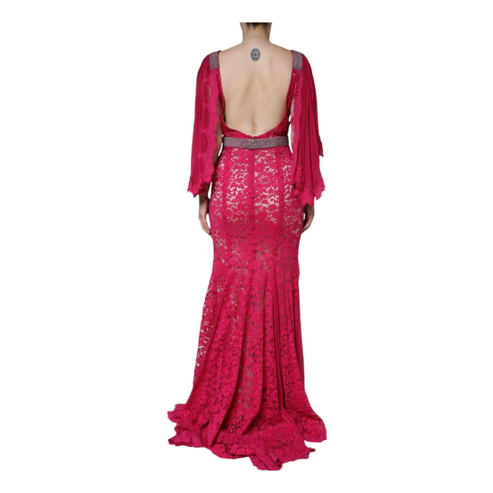 Dolce & Gabbana Roze Kristal Sheath Jurk met Riem Pink Dames