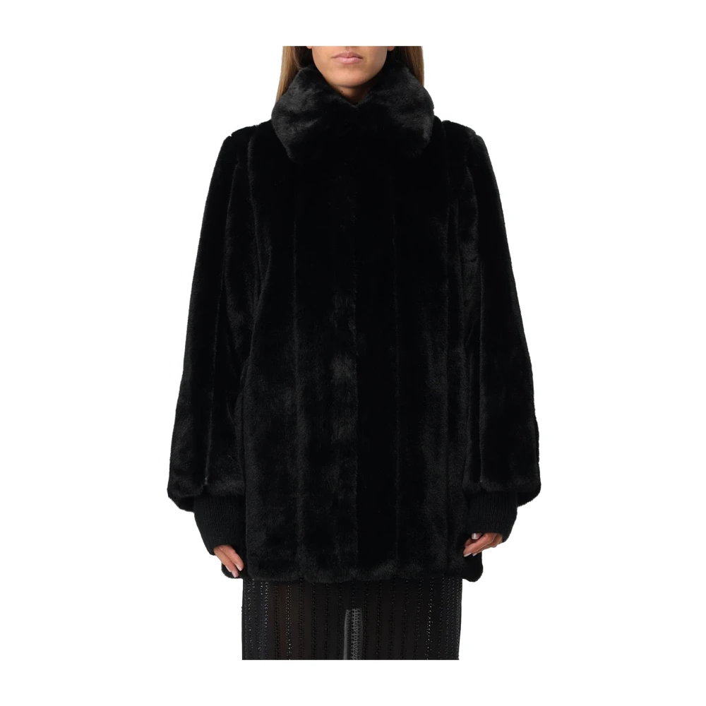 PATRIZIA PEPE Zwarte Shearling Ritsjas Black Dames