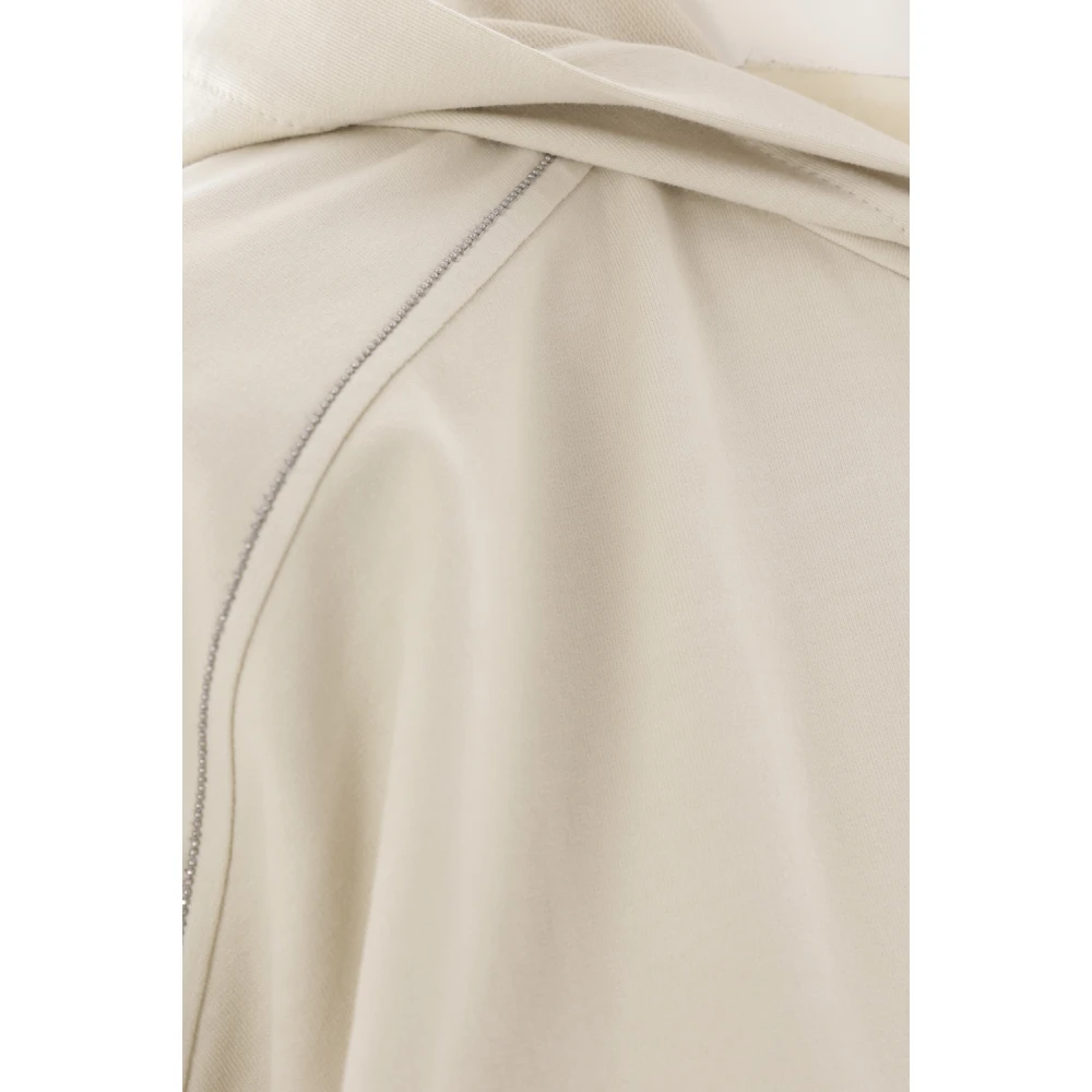 BRUNELLO CUCINELLI Beige hoodie met Monile borduurwerk Beige Dames