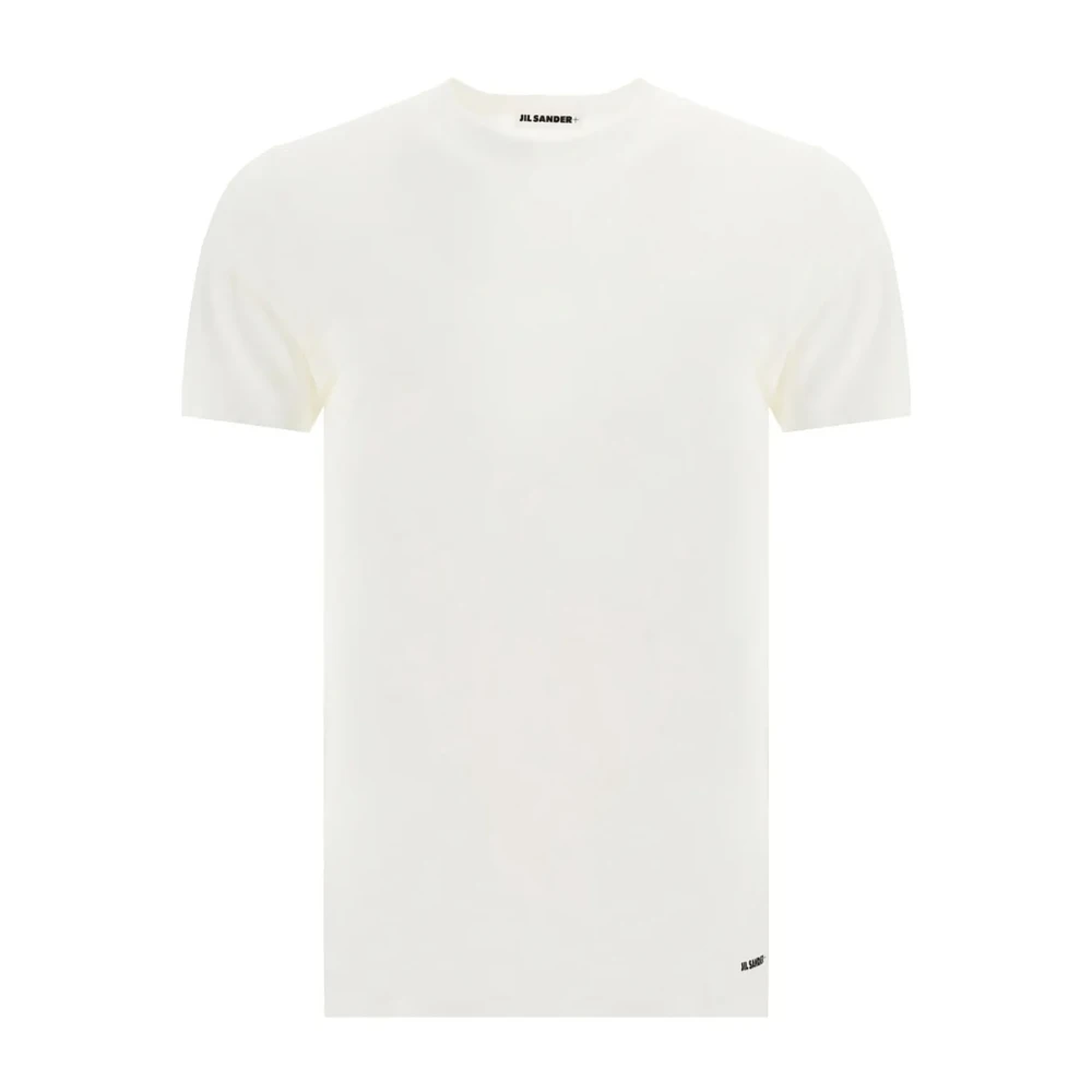 Jil Sander Witte Katoenen T-shirt met Ronde Hals en Korte Mouwen White Heren