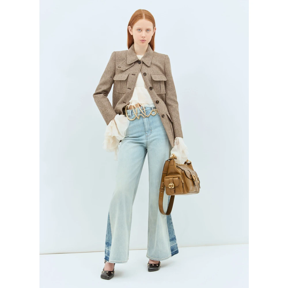 Chloé Gebleekte Wide-Leg Panel Jeans Blue Dames