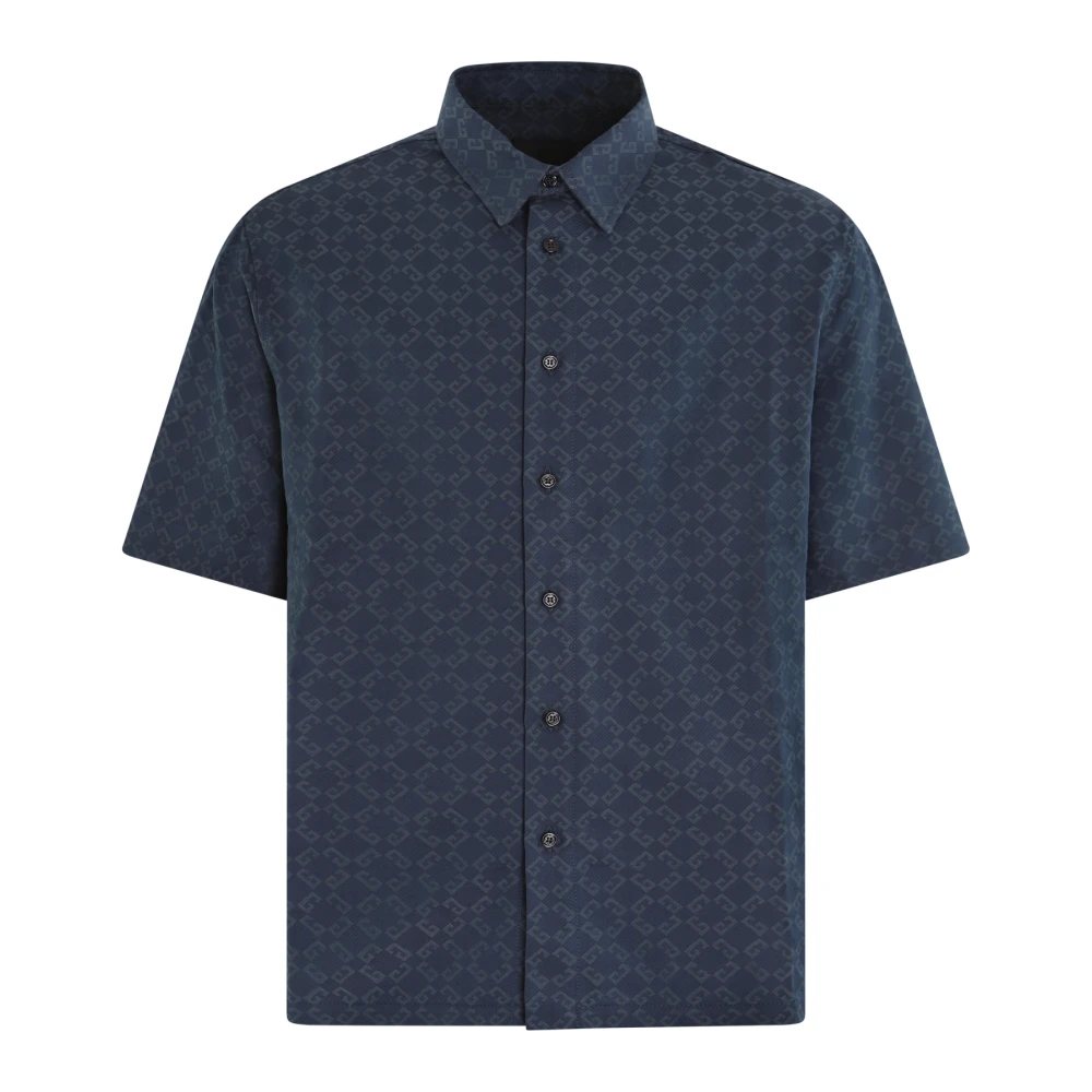 Givenchy Monogram Blauw Overhemd Glanzend Heren Blue Heren