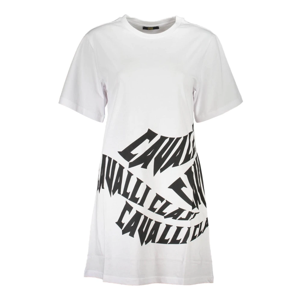 Cavalli Class White Short Dresses, Female, Xs, Short Dress With Round Neck