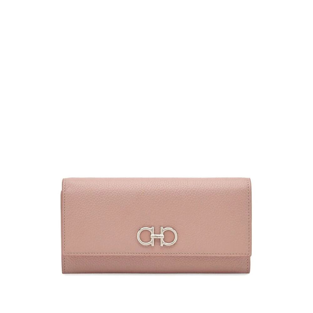 Salvatore Ferragamo Roze leren portemonnee met Gancini gesp Pink Dames