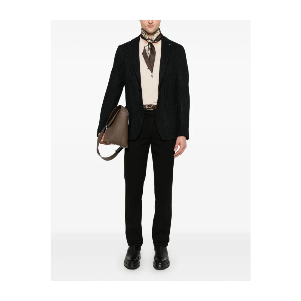 BRUNELLO CUCINELLI Zwarte broek met knoopsluiting Black Heren