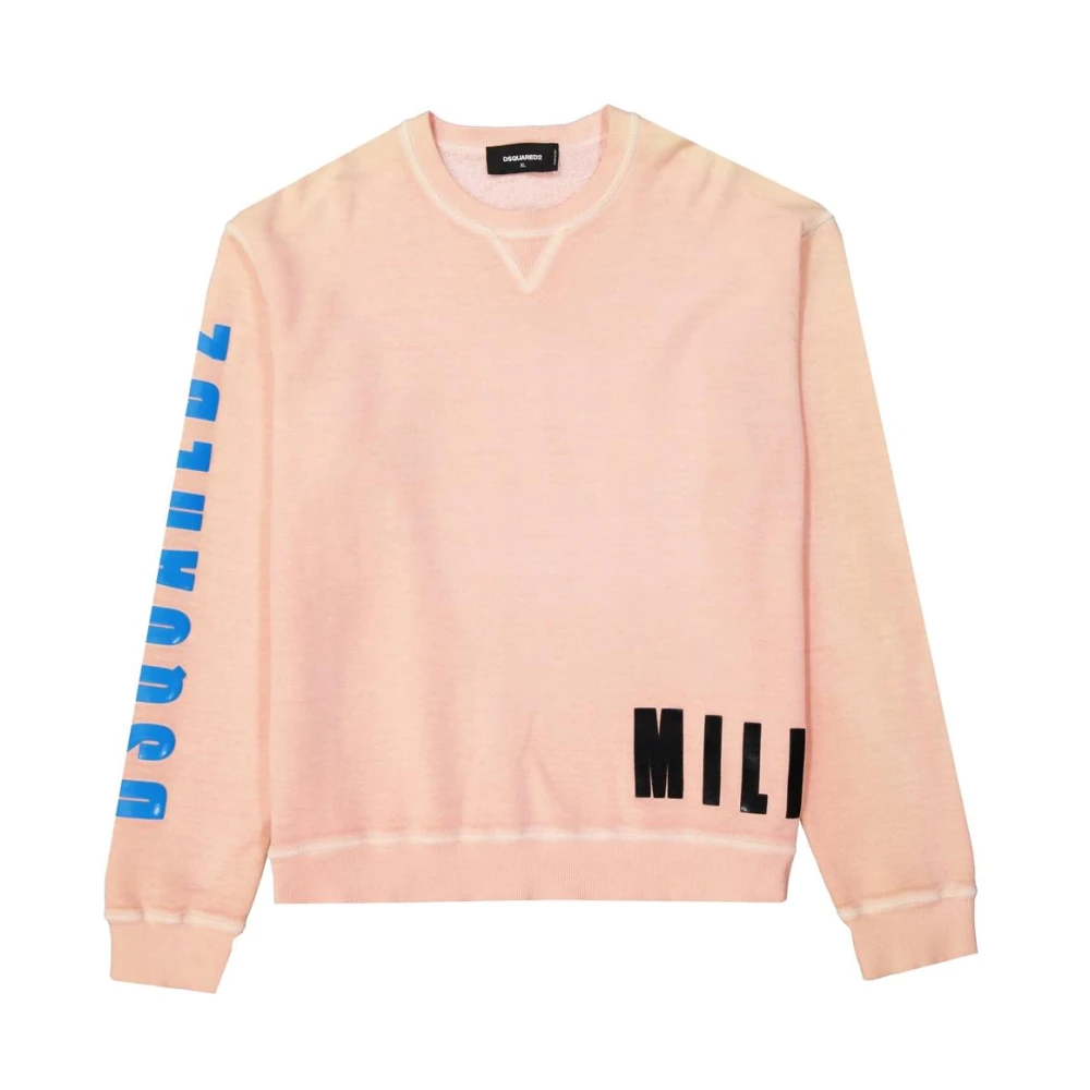 Dsquared2 Men's Pink Graphic Print Crewneck Sweatshirt - Sweatshirts - S - Sweatshirts & Hoodies