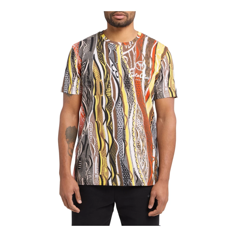 Carlo colucci Heren T-Shirt met Opvallend Patroon Multicolor Heren
