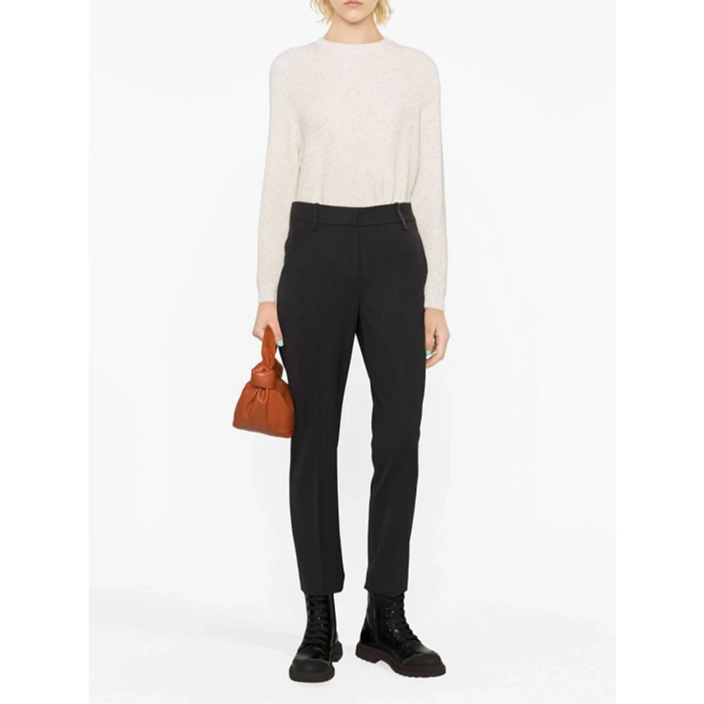 BRUNELLO CUCINELLI Antraciet Straight Leg Broek Gray Dames