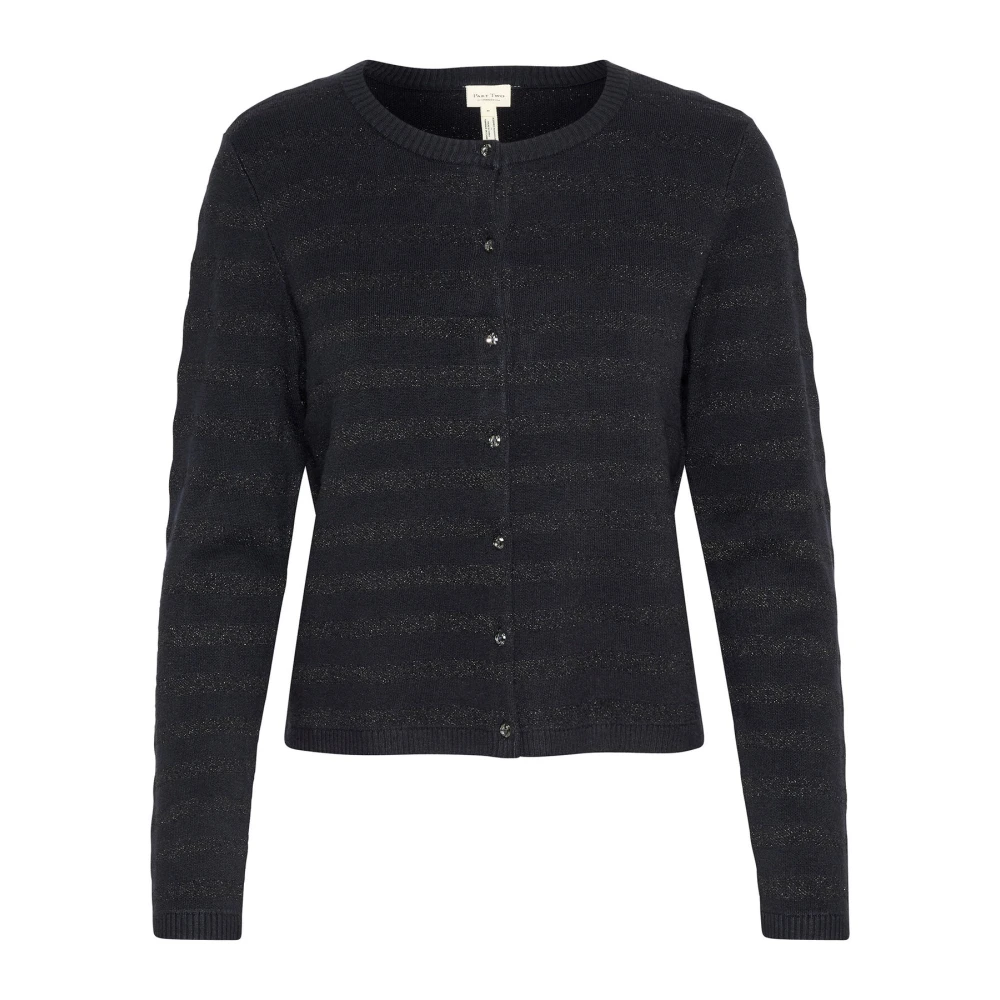 Part Two Gestreepte Vest Donkerblauw Zwart Lurex Black Dames