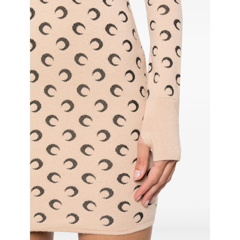 Marine Serre Maan Jacquard Beige Jurk Beige Dames
