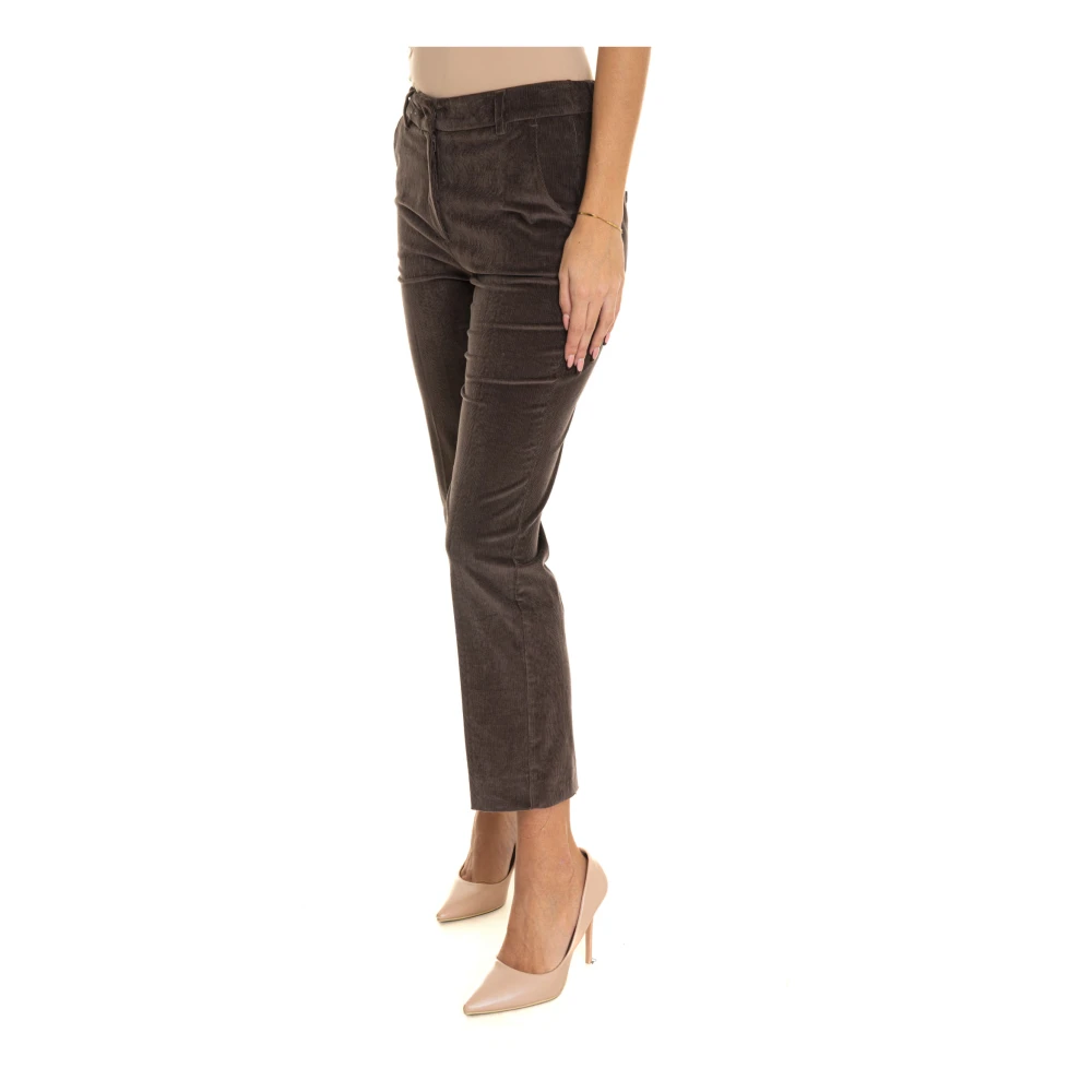 Max Mara Weekend Fluwelen broek met riemlussen en zakken Brown Dames