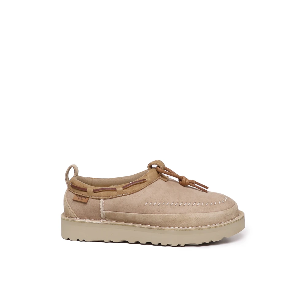 Beige Sandaler med Sheepskin og Ruskind