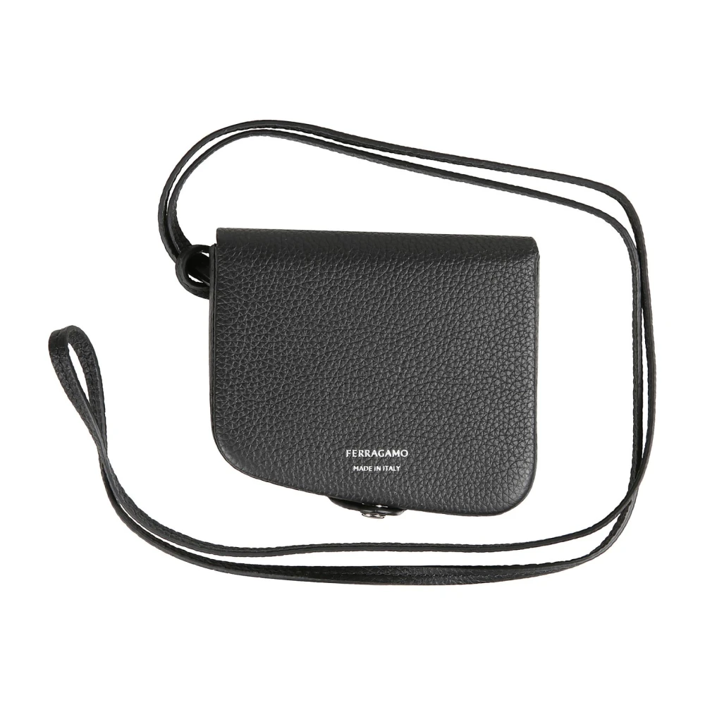 Ferragamo Men's Black Wallets & Cardholders, One Size, Leather Coin Purse