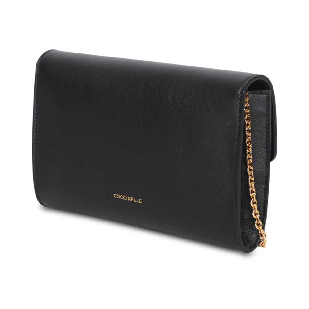 Coccinelle Gouden Ketting Schouderband Tas Black Dames
