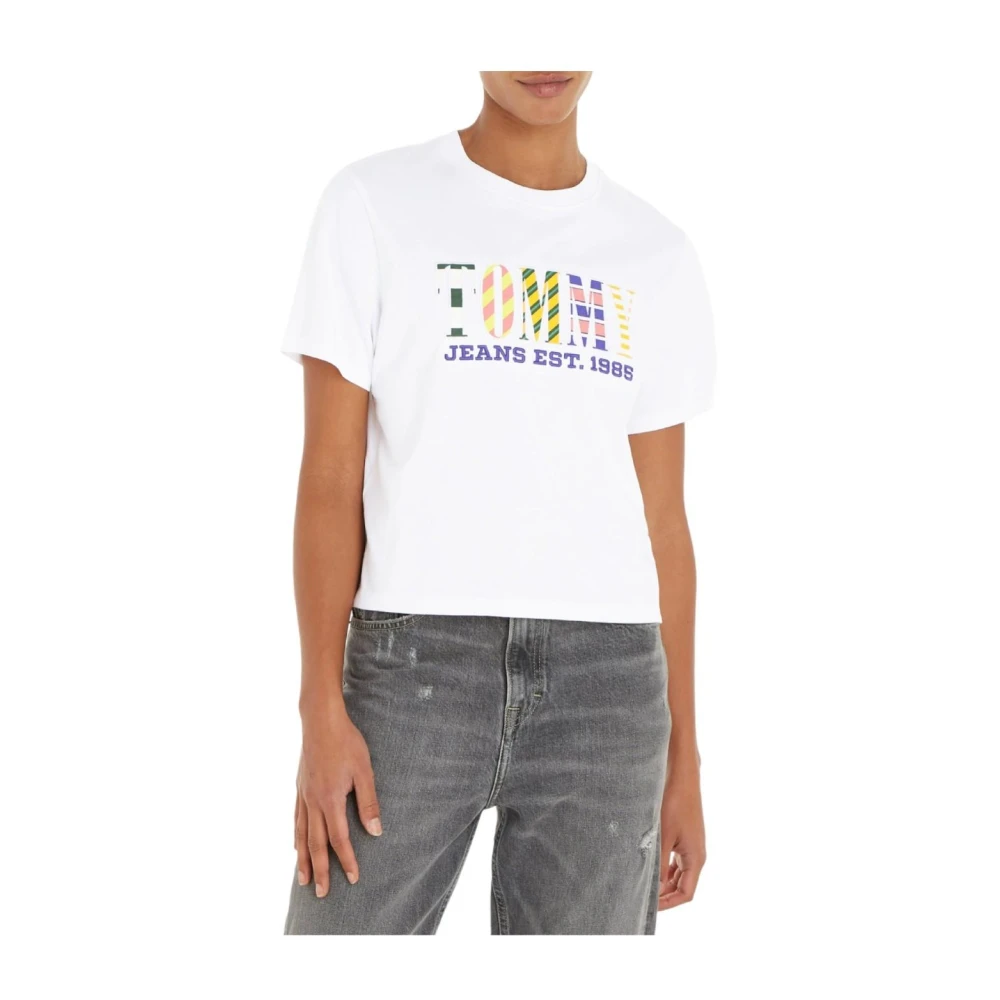 Tommy Hilfiger Witte T-shirt met korte mouwen en Tommy Jeans-print White Dames
