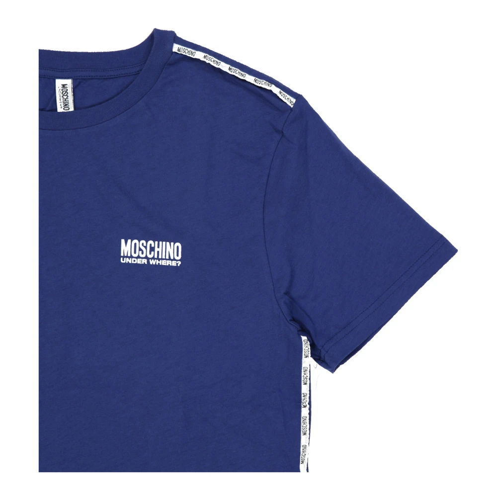 Moschino Katoenen T-shirt met logodetail Blue Heren