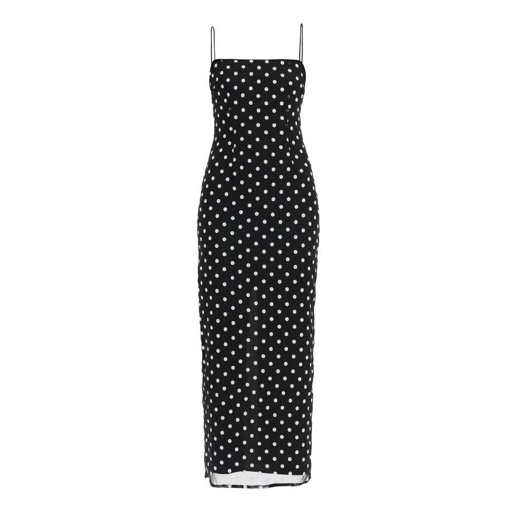 Rotate Birger Christensen Polka Dot Sequin Midi Jurk Black Dames