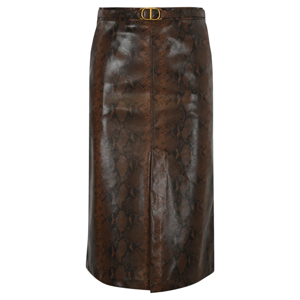 Twinset Midi Rok van Kunstleer Brown Dames