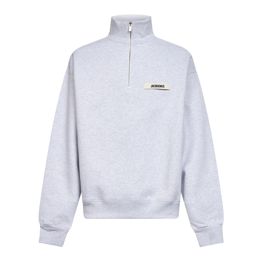 Jacquemus Gray Zip-Throughs, Male, Xl, Gros Grain Zipped-Rollneck Sweatshirt