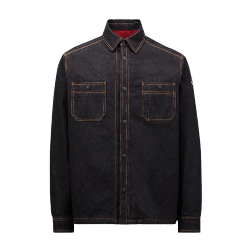Moncler Donkerblauwe Denim Shirt met Regenwerende Voering Blue Heren