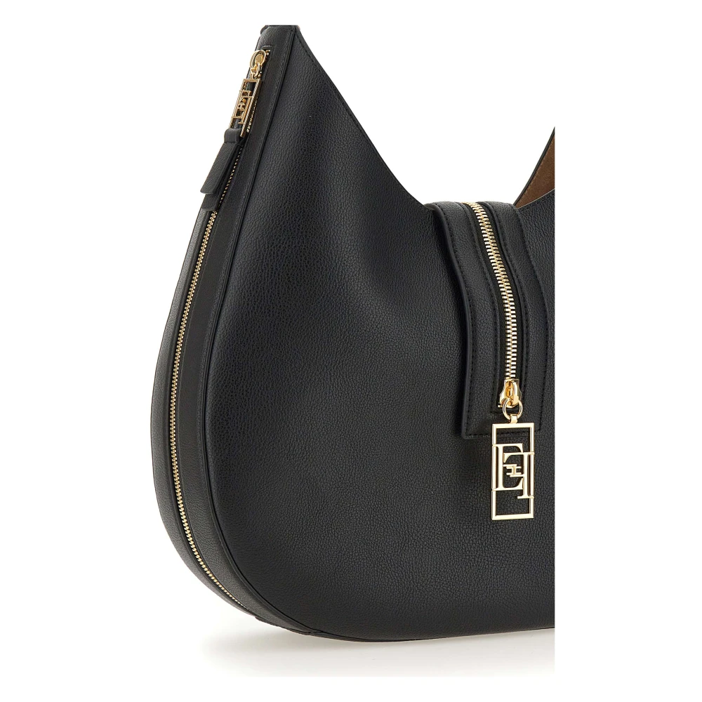 Elisabetta Franchi Zwarte Hobo Schoudertas met Clutch Black Dames