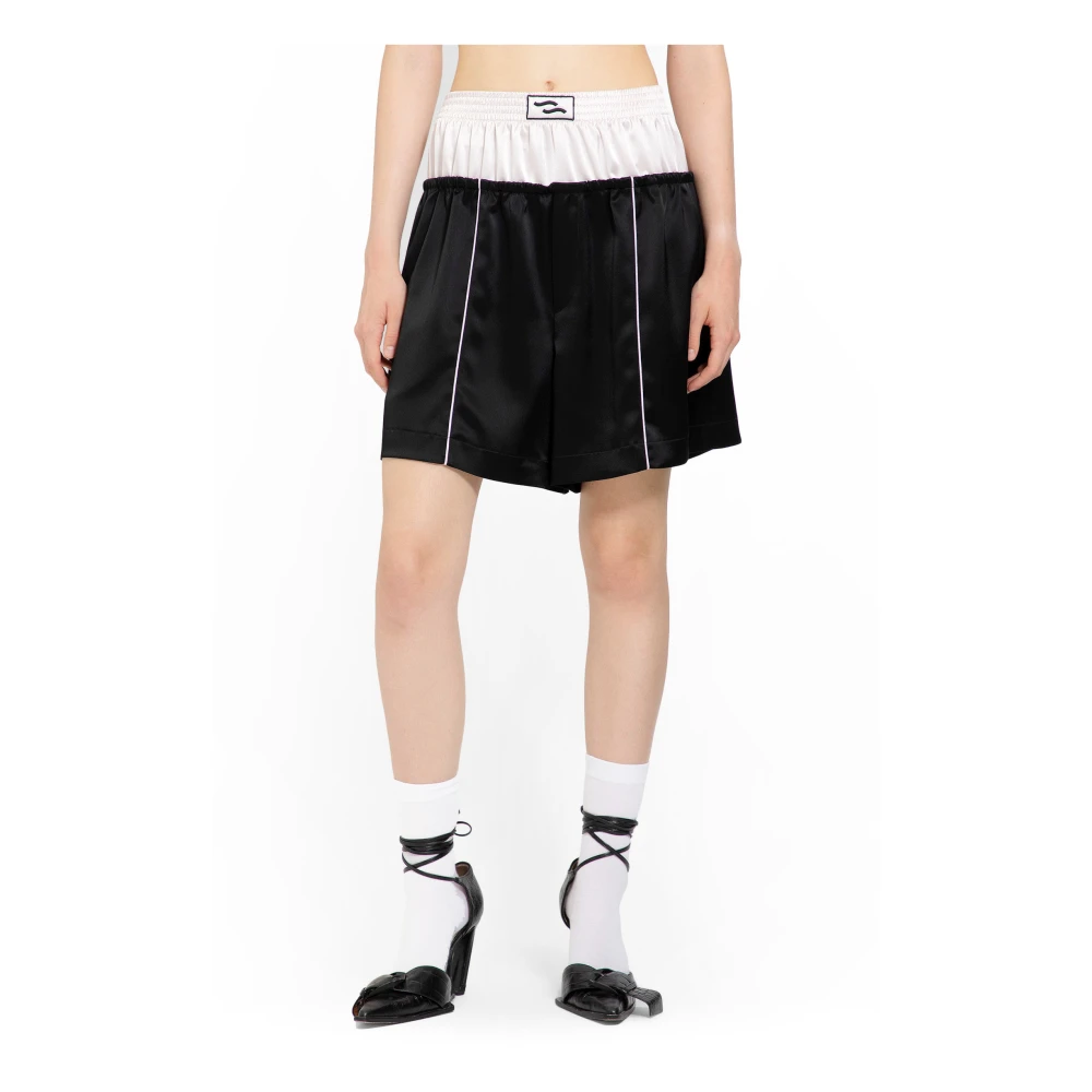 Ssheena Zwart & Wit Gelaagde Elastische Taille Shorts Black Dames