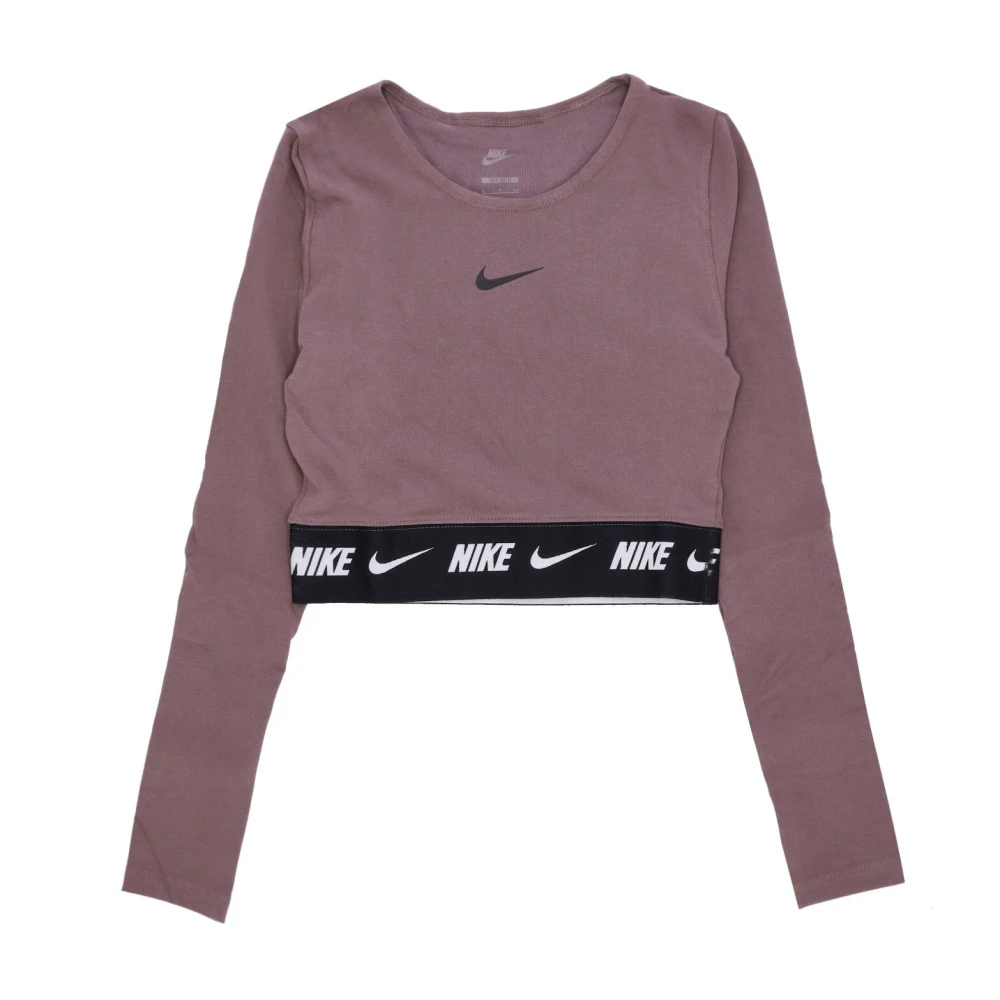 Nike Sportswear Crop Tape Longsleeve Top Brown Dames
