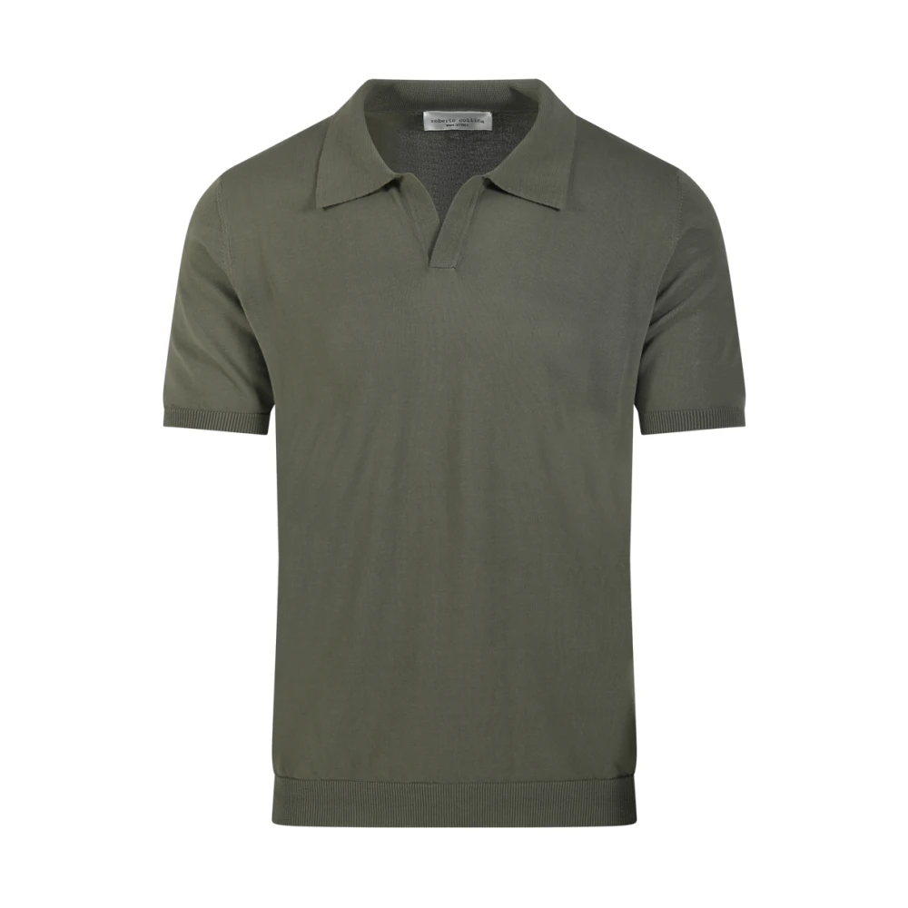 Roberto Collina Men's Green Linen Polo - Polo Shirts - 2XL - Tops