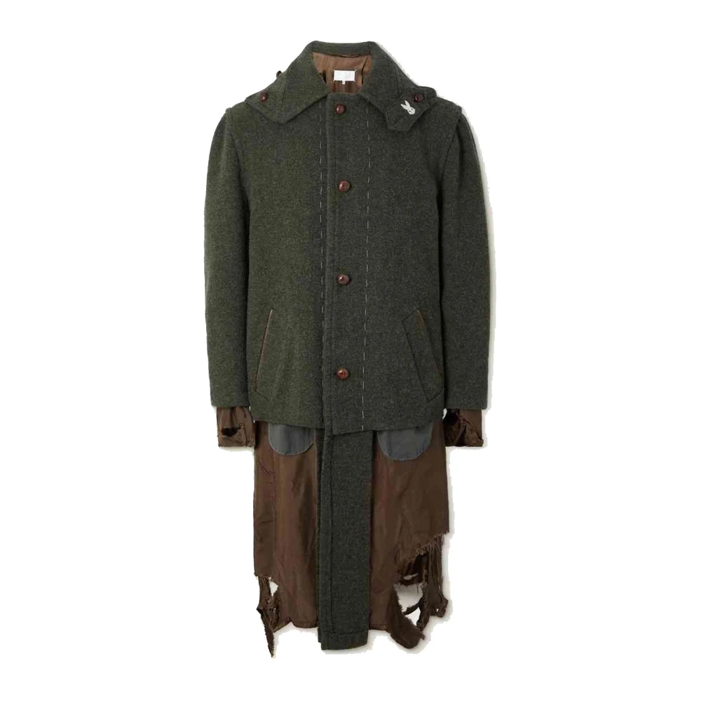 Maison Margiela Men's Green Destroyed-Look Coat Aw23
