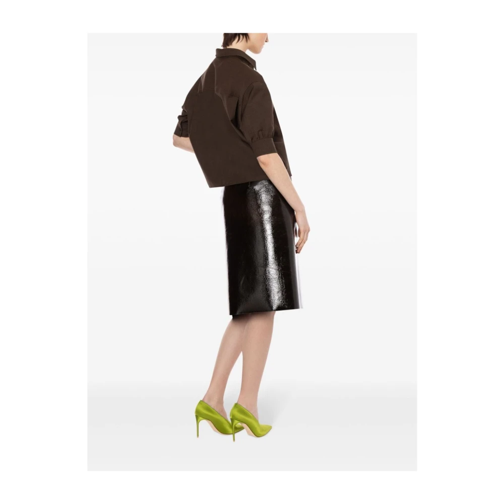 Philosophy di Lorenzo Serafini Bruine Wol Wrap Midi Rok Brown Dames